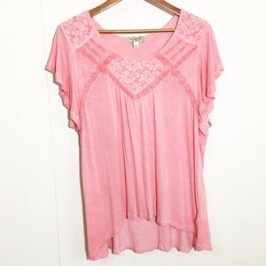 One World Pink Tee With Cute Detailing